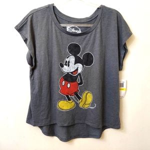 Disney Retro Mickey Mouse Print Tee Gray Large NWOT